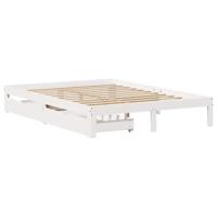 Bedframe met lades massief grenenhout wit 150x200 cm - thumbnail