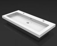 Wiesbaden Kera wastafel enkel met 2 kraangaten 100x46x5 cm keramiek glans wit - thumbnail