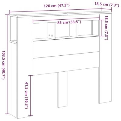 Hoofdeinde met LED 120x18,5x103,5 cm hout artisanaal eikenkleur Hoofdeinde met LED 120x18,5x103,5 cm hout artisanaal eikenkleur