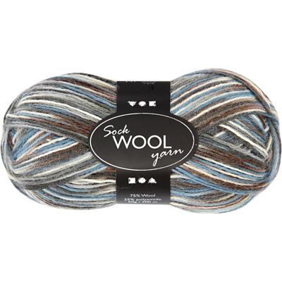 Creativ Company Sokkengaren, l: 200 m, blauw/grijs harmonie, 50 gr/ 1 bol