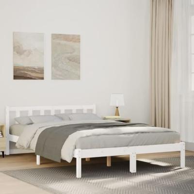 Bedframe extra lang zonder matras grenenhout wit 160x220 cm