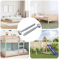 VidaXL Houten schroeven 2 pcs zilver m6 x 70 mm staal - thumbnail