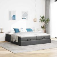 Ottoman bed met matrassen 180x200cm stof donkergrijs - thumbnail