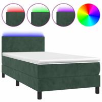 Boxspring met matras en LED fluweel donkergroen 80x200 cm - thumbnail