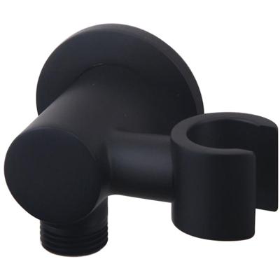 Wiesbaden Wandaansluitbocht met Kantelbare Handdouchehouder - Rond - 1/2 Inch - Mat Zwart
