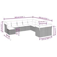 11-delige Tuinset met kussens poly rattan beige - thumbnail