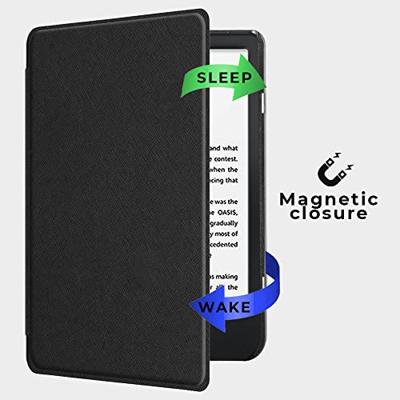 Lunso - Kobo Nia hoes (6 inch) - Vegan Saffiano Leren sleepcover - Zwart Lunso - Kobo Nia hoes (6 inch) - Vegan Saffiano Leren sleepcover - Zwart