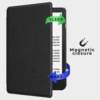 Lunso - Kobo Nia hoes (6 inch) - Vegan Saffiano Leren sleepcover - Zwart - thumbnail