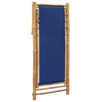 VidaXL Ligstoel bamboe en canvas marineblauw - thumbnail