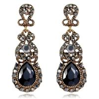 Klassieke Drop Oorbellen overdreven atmosferische legering Stud Oorbellen van ebben hout metaal kleur: zwart - thumbnail