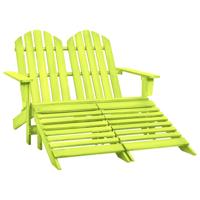 VidaXL Tuinstoel 2-zits adirondack met voetenbank vurenhout groen - thumbnail