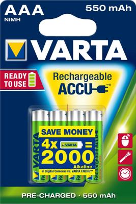 Varta RECH.AC.PowerAAA550mAh Bli 4 Oplaadbare AAA batterij (potlood) NiMH 550 mAh 1.2 V 4 stuk(s) Varta RECH.AC.PowerAAA550mAh Bli 4 Oplaadbare AAA batterij (potlood) NiMH 550 mAh 1.2 V 4 stuk(s)