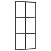 Schuifdeur met beslagset 90x205 cm ESG glas zwart - thumbnail