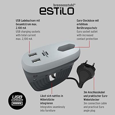Brennenstuhl BN-1150290 Estilo Stekkerdoos Voor Bank Met Usb-oplaadfunctie - thumbnail