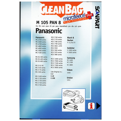 Scanpart m105pan8 microfleese stofzak panasonic c-2e micro en