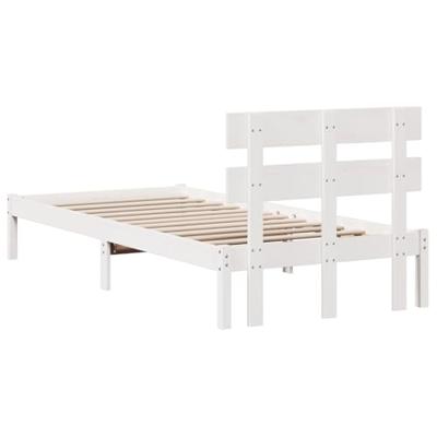 Bedframe met hoofdeinde Wit 100 x 200 cm Massief grenenhout Bedframe met hoofdeinde Wit 100 x 200 cm Massief grenenhout