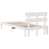 Bedframe met hoofdeinde Wit 100 x 200 cm Massief grenenhout - thumbnail