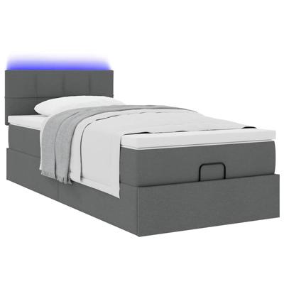 Ottoman bed met matras en LED's 160x200cm stof donkergrijs