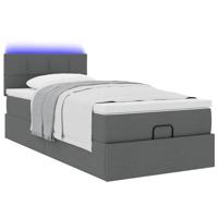 Ottoman bed met matras en LED's 100x200cm stof donkergrijs - thumbnail