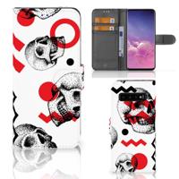 Telefoonhoesje met Naam Samsung Galaxy S10 Skull Red - thumbnail