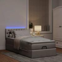Ottoman bed met matras en LED's 100x200 cm stof taupe - thumbnail