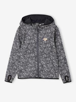 Sport sweatshirt met rits en bloemenprint in technisch materiaal antraciet