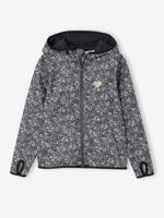 Sport sweatshirt met rits en bloemenprint in technisch materiaal antraciet - thumbnail