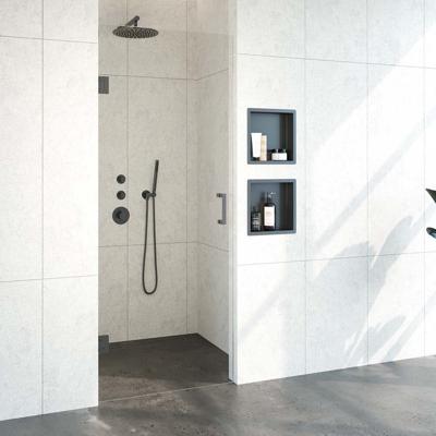 BRAUER Void nisdeur helder glas 80x200 omkeerbaar incl. glascoating PVD gunmetal geborsteld GS-VON1H80200GM BRAUER Void nisdeur helder glas 80x200 omkeerbaar incl. glascoating PVD gunmetal geborsteld GS-VON1H80200GM