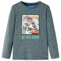 VidaXL Kindershirt met lange mouwen 128 gemêleerd donkergroen - thumbnail