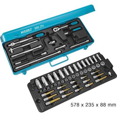 HAZET Dopsleutelset 888ZN | 3/8 inch (10 mm) vierkant hol | Buiten-zeskant-tractieprofiel, Buitentwaalfkant tractieprofiel | 58-delig | 1x5,5-1,6x10 |