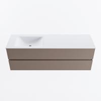 MONDIAZ VICA 150cm badmeubel onderkast Smoke 2 lades. Wastafel CLOUD links zonder kraangat, kleur Talc. - thumbnail