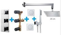 Thermostatische Inbouw Regendouche Set Wiesbaden Type 118 Body Jets Wandarm 20 cm Vierkant incl. Inbouwdeel - thumbnail