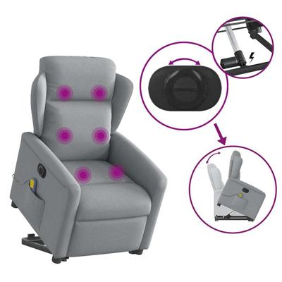 Sta-op-massagestoel elektrisch verstelbaar stof lichtgrijs