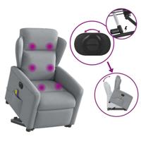 Sta-op-massagestoel elektrisch verstelbaar stof lichtgrijs - thumbnail