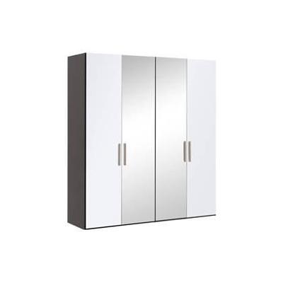 Goossens Kledingkast Easy Storage Ddk, Kledingkast 203 cm breed, 220 cm hoog, 2x glas draaideur en 2x spiegel draaideur midden