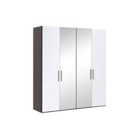 Goossens Kledingkast Easy Storage Ddk, Kledingkast 203 cm breed, 220 cm hoog, 2x glas draaideur en 2x spiegel draaideur midden - thumbnail