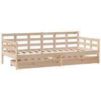 Slaapbank met lades 90x200 cm massief grenenhout - thumbnail