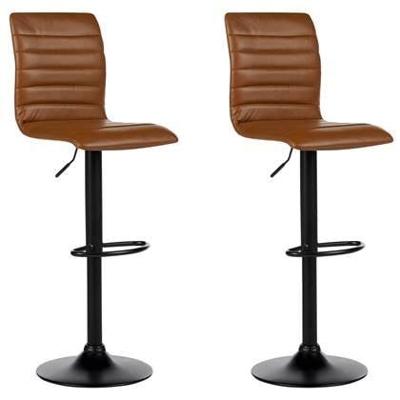 Beliani - LUCERNE II - Barkruk set van 2 - Goudbruin - Kunstleer Beliani - LUCERNE II - Barkruk set van 2 - Goudbruin - Kunstleer