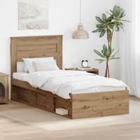 Bedframe Ambachtelijk eiken 90 x 200 cm Massief grenenhout - thumbnail