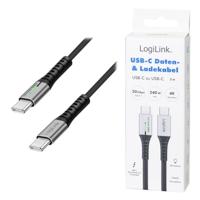LogiLink CU0444 USB-C-kabel USB 3.2 Gen2x2 USB-C stekker 2.00 m Zwart Met LED, 4K UHD, Stekker past op beide manieren - thumbnail