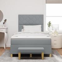 Boxspring bed met matras Lichtgrijs 120 x 190 cm Stof - thumbnail