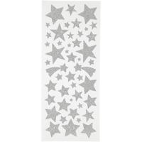 Creativ Company Glitterstickers, sterren, vel 10x24 cm, ca. 110 stuk, zilver, 2 vel/ 1 doos - thumbnail
