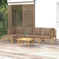 6-delige Loungeset met kussens bamboe taupe - thumbnail