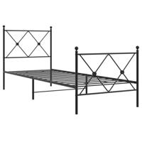 Bedframe met hoofd- en voeteneinde metaal zwart 75x190 cm - thumbnail
