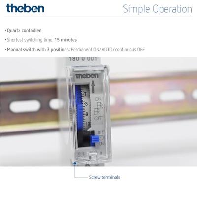Theben 1800001 DIN-rail schakelklok Analoog 230 V Theben 1800001 DIN-rail schakelklok Analoog 230 V