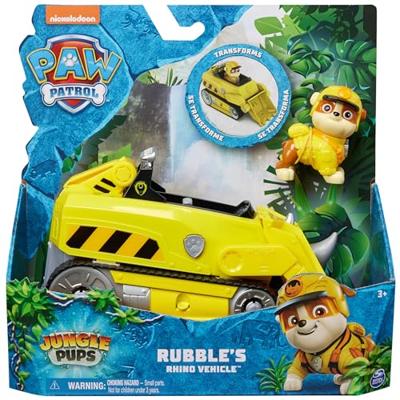 PAW Patrol Jungle Pups Rubble neushoornvoertuig met speelfiguur