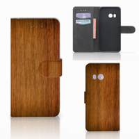 HTC U11 Book Style Case Donker Hout - thumbnail