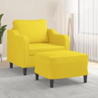 Fauteuil met voetenbank 60 cm stof lichtgeel - thumbnail
