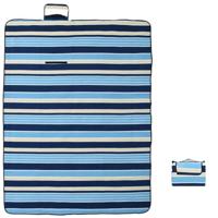 VidaXL Picknickkleed opvouwbaar gestreept 200x150 cm fluweel blauw wit - thumbnail