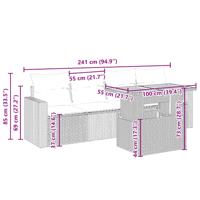 5-delige Loungeset met kussens poly rattan beige - thumbnail